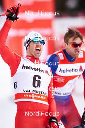 06.01.2015, Val Mustair, Switzerland (SUI): Federico Pellegrino (ITA), Petter Northug (NOR), (l-r)  - FIS world cup cross-country, tour de ski, individual sprint, Val Mustair (SUI). www.nordicfocus.com. © Felgenhauer/NordicFocus. Every downloaded picture is fee-liable.
