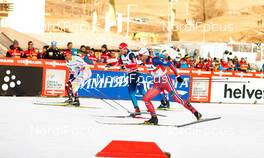 06.01.2015, Val Mustair, Switzerland (SUI): Simeon Hamilton (USA), Len Valjas (CAN), Ilia Chernousov (RUS), Petter Northug (NOR), (l-r)  - FIS world cup cross-country, tour de ski, individual sprint, Val Mustair (SUI). www.nordicfocus.com. © Felgenhauer/NordicFocus. Every downloaded picture is fee-liable.