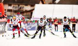 06.01.2015, Val Mustair, Switzerland (SUI): Bernhard Tritscher (AUT), Maciej Starega (POL), Renaud Jay (FRA), Baptiste Gros (FRA), (l-r)  - FIS world cup cross-country, tour de ski, individual sprint, Val Mustair (SUI). www.nordicfocus.com. © Felgenhauer/NordicFocus. Every downloaded picture is fee-liable.