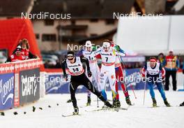 06.01.2015, Val Mustair, Switzerland (SUI): Erwan Kaeser (SUI), Emil Joensson (SWE), (l-r)  - FIS world cup cross-country, tour de ski, individual sprint, Val Mustair (SUI). www.nordicfocus.com. © Felgenhauer/NordicFocus. Every downloaded picture is fee-liable.