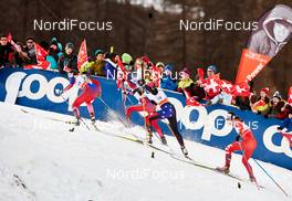 06.01.2015, Val Mustair, Switzerland (SUI): Kikkan Randall (USA), Heidi Weng (NOR), Maiken Caspersen Falla (NOR), Ilaria Debertolis (ITA), (l-r)  - FIS world cup cross-country, tour de ski, individual sprint, Val Mustair (SUI). www.nordicfocus.com. © Felgenhauer/NordicFocus. Every downloaded picture is fee-liable.