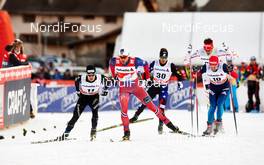06.01.2015, Val Mustair, Switzerland (SUI): Roman Furger (SUI), Petter Northug (NOR), Len Valjas (CAN), Simeon Hamilton (USA), Ilia Chernousov (RUS), (l-r)  - FIS world cup cross-country, tour de ski, individual sprint, Val Mustair (SUI). www.nordicfocus.com. © Felgenhauer/NordicFocus. Every downloaded picture is fee-liable.