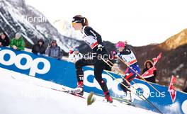 06.01.2015, Val Mustair, Switzerland (SUI): Laurien Van Der Graaff (SUI), Kikkan Randall (USA), (l-r)  - FIS world cup cross-country, tour de ski, individual sprint, Val Mustair (SUI). www.nordicfocus.com. © Felgenhauer/NordicFocus. Every downloaded picture is fee-liable.