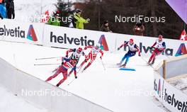 06.01.2015, Val Mustair, Switzerland (SUI): Petter Northug (NOR), Evgeniy Belov (RUS), Federico Pellegrino (ITA), Ilia Chernousov (RUS), Martin Johnsrud Sundby (NOR), (l-r)  - FIS world cup cross-country, tour de ski, individual sprint, Val Mustair (SUI). www.nordicfocus.com. © Felgenhauer/NordicFocus. Every downloaded picture is fee-liable.