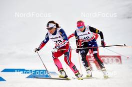 06.01.2015, Val Mustair, Switzerland (SUI): Maiken Caspersen Falla (NOR), Kikkan Randall (USA), (l-r)  - FIS world cup cross-country, tour de ski, individual sprint, Val Mustair (SUI). www.nordicfocus.com. © Felgenhauer/NordicFocus. Every downloaded picture is fee-liable.