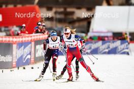 06.01.2015, Val Mustair, Switzerland (SUI): Sadie Bjornsen (USA), Ragnhild Haga (NOR), (l-r)  - FIS world cup cross-country, tour de ski, individual sprint, Val Mustair (SUI). www.nordicfocus.com. © Felgenhauer/NordicFocus. Every downloaded picture is fee-liable.