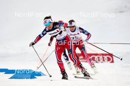 06.01.2015, Val Mustair, Switzerland (SUI): Heidi Weng (NOR), Maiken Caspersen Falla (NOR), (l-r)  - FIS world cup cross-country, tour de ski, individual sprint, Val Mustair (SUI). www.nordicfocus.com. © Felgenhauer/NordicFocus. Every downloaded picture is fee-liable.