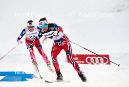 06.01.2015, Val Mustair, Switzerland (SUI): Maiken Caspersen Falla (NOR), Heidi Weng (NOR), (l-r)  - FIS world cup cross-country, tour de ski, individual sprint, Val Mustair (SUI). www.nordicfocus.com. © Felgenhauer/NordicFocus. Every downloaded picture is fee-liable.