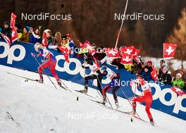 06.01.2015, Val Mustair, Switzerland (SUI): Ragnhild Haga (NOR), Seraina Boner (SUI), Sadie Bjornsen (USA), Greta Laurent (ITA), (l-r)  - FIS world cup cross-country, tour de ski, individual sprint, Val Mustair (SUI). www.nordicfocus.com. © Felgenhauer/NordicFocus. Every downloaded picture is fee-liable.
