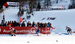 06.01.2015, Val Mustair, Switzerland (SUI): Sandra Ringwald (GER), Evgenia Shapovalova (RUS), Lucia Anger (GER), (l-r)  - FIS world cup cross-country, tour de ski, individual sprint, Val Mustair (SUI). www.nordicfocus.com. © Felgenhauer/NordicFocus. Every downloaded picture is fee-liable.