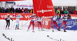 06.01.2015, Val Mustair, Switzerland (SUI): Laurien Van Der Graaff (SUI), Stina Nilsson (SWE), Marit Bjoergen (NOR), Maiken Caspersen Falla (NOR), Ingvild Flugstad Oestberg (NOR), Heidi Weng (NOR), (l-r)  - FIS world cup cross-country, tour de ski, individual sprint, Val Mustair (SUI). www.nordicfocus.com. © Felgenhauer/NordicFocus. Every downloaded picture is fee-liable.