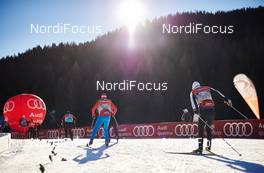 05.01.2015, Val Mustair, Switzerland (SUI): athletes training in the sun with Audi banners in the background - FIS world cup cross-country, tour de ski, training, Val Mustair (SUI). www.nordicfocus.com. © Felgenhauer/NordicFocus. Every downloaded picture is fee-liable.