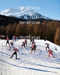 05.01.2015, Val Mustair, Switzerland (SUI): athletes at the steep uphill - FIS world cup cross-country, tour de ski, training, Val Mustair (SUI). www.nordicfocus.com. © Felgenhauer/NordicFocus. Every downloaded picture is fee-liable.