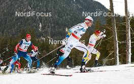 08.01.2015, Cortina-Toblach, Italy (ITA): Vladislav Skobelev (RUS), Anders Svanebo (SWE), Ivan Babikov (CAN), (l-r)  - FIS world cup cross-country, tour de ski, pursuit men, Cortina-Toblach (ITA). www.nordicfocus.com. © Felgenhauer/NordicFocus. Every downloaded picture is fee-liable.