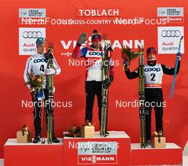 08.01.2015, Cortina-Toblach, Italy (ITA): Calle Halfvarsson (SWE), Petter Northug (NOR), Martin Johnsrud Sundby (NOR), (l-r) - FIS world cup cross-country, tour de ski, pursuit men, Cortina-Toblach (ITA). www.nordicfocus.com. © Felgenhauer/NordicFocus. Every downloaded picture is fee-liable.