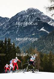 08.01.2015, Cortina-Toblach, Italy (ITA): Dietmar Noeckler (ITA), Andrew Musgrave (GBR), Roland Clara (ITA), Maurice Manificat (FRA), (l-r)  - FIS world cup cross-country, tour de ski, pursuit men, Cortina-Toblach (ITA). www.nordicfocus.com. © Felgenhauer/NordicFocus. Every downloaded picture is fee-liable.