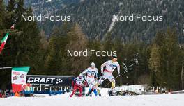 08.01.2015, Cortina-Toblach, Italy (ITA): Niklas Dyrhaug (NOR), Daniel Richardsson (SWE), Alex Harvey (CAN), (l-r)  - FIS world cup cross-country, tour de ski, pursuit men, Cortina-Toblach (ITA). www.nordicfocus.com. © Felgenhauer/NordicFocus. Every downloaded picture is fee-liable.