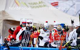 08.01.2015, Cortina-Toblach, Italy (ITA): italians at prestart preparations - FIS world cup cross-country, tour de ski, pursuit men, Cortina-Toblach (ITA). www.nordicfocus.com. © Felgenhauer/NordicFocus. Every downloaded picture is fee-liable.