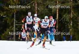 08.01.2015, Cortina-Toblach, Italy (ITA): Andy Kuehne (GER), Simon Andersson (SWE), Tim Tscharnke (GER), Stanislav Volzhentsev (RUS), (l-r)  - FIS world cup cross-country, tour de ski, pursuit men, Cortina-Toblach (ITA). www.nordicfocus.com. © Felgenhauer/NordicFocus. Every downloaded picture is fee-liable.