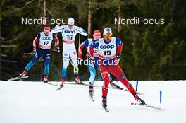 08.01.2015, Cortina-Toblach, Italy (ITA): Maxim Vylegzhanin (RUS), Marcus Hellner (SWE), Ilia Chernousov (RUS), Chris Andre Jespersen (NOR), (l-r)  - FIS world cup cross-country, tour de ski, pursuit men, Cortina-Toblach (ITA). www.nordicfocus.com. © Felgenhauer/NordicFocus. Every downloaded picture is fee-liable.