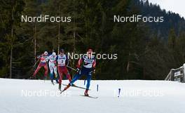 08.01.2015, Cortina-Toblach, Italy (ITA): Petter Northug (NOR), Calle Halfvarsson (SWE), Martin Johnsrud Sundby (NOR), Evgeniy Belov (RUS), (l-r)  - FIS world cup cross-country, tour de ski, pursuit men, Cortina-Toblach (ITA). www.nordicfocus.com. © Felgenhauer/NordicFocus. Every downloaded picture is fee-liable.
