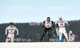08.01.2015, Cortina-Toblach, Italy (ITA): Alex Harvey (CAN), Dario Cologna (SUI), Daniel Richardsson (SWE), (l-r)  - FIS world cup cross-country, tour de ski, pursuit men, Cortina-Toblach (ITA). www.nordicfocus.com. © Felgenhauer/NordicFocus. Every downloaded picture is fee-liable.