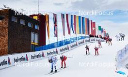 08.01.2015, Cortina-Toblach, Italy (ITA): athletes pass the Toblach ski arena just after the start - FIS world cup cross-country, tour de ski, pursuit men, Cortina-Toblach (ITA). www.nordicfocus.com. © Felgenhauer/NordicFocus. Every downloaded picture is fee-liable.