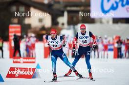 08.01.2015, Cortina-Toblach, Italy (ITA): Ilia Chernousov (RUS), Alexander Bessmertnykh (RUS), (l-r)  - FIS world cup cross-country, tour de ski, pursuit men, Cortina-Toblach (ITA). www.nordicfocus.com. © Felgenhauer/NordicFocus. Every downloaded picture is fee-liable.