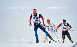 08.01.2015, Cortina-Toblach, Italy (ITA): Sergey Turyshev (RUS), Ivan Babikov (CAN), Lucas Boegl (GER), (l-r)  - FIS world cup cross-country, tour de ski, pursuit men, Cortina-Toblach (ITA). www.nordicfocus.com. © Felgenhauer/NordicFocus. Every downloaded picture is fee-liable.