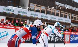 08.01.2015, Cortina-Toblach, Italy (ITA): Petter Northug (NOR), Calle Halfvarsson (SWE), (l-r)  - FIS world cup cross-country, tour de ski, pursuit men, Cortina-Toblach (ITA). www.nordicfocus.com. © Felgenhauer/NordicFocus. Every downloaded picture is fee-liable.