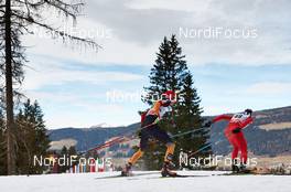 08.01.2015, Cortina-Toblach, Italy (ITA): Florian Notz (GER), David Hofer (ITA), (l-r)  - FIS world cup cross-country, tour de ski, pursuit men, Cortina-Toblach (ITA). www.nordicfocus.com. © Felgenhauer/NordicFocus. Every downloaded picture is fee-liable.