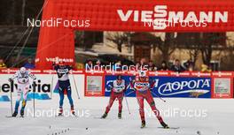 08.01.2015, Cortina-Toblach, Italy (ITA): Calle Halfvarsson (SWE), Evgeniy Belov (RUS), Martin Johnsrud Sundby (NOR), Petter Northug (NOR), (l-r)  - FIS world cup cross-country, tour de ski, pursuit men, Cortina-Toblach (ITA). www.nordicfocus.com. © Felgenhauer/NordicFocus. Every downloaded picture is fee-liable.