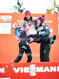 11.01.2015, Val di Fiemme, Italy (ITA): Therese Johaug (NOR), Marit Bjoergen (NOR), Heidi Weng (NOR), (l-r) - FIS world cup cross-country, tour de ski, final climb women, Val di Fiemme (ITA). www.nordicfocus.com. © Felgenhauer/NordicFocus. Every downloaded picture is fee-liable.