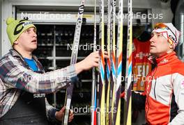 09.01.2015, Val di Fiemme, Italy (ITA): Ivan Babikov (CAN) choosing skis in the wax truck - FIS world cup cross-country, tour de ski, mass men, Val di Fiemme (ITA). www.nordicfocus.com. © Felgenhauer/NordicFocus. Every downloaded picture is fee-liable.
