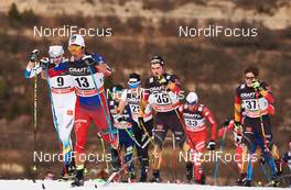 10.01.2015, Val di Fiemme, Italy (ITA): Daniel Richardsson (SWE), Chris Andre Jespersen (NOR), Thomas Bing (GER), Lucas Boegl (GER), (l-r)  - FIS world cup cross-country, tour de ski, mass men, Val di Fiemme (ITA). www.nordicfocus.com. © Felgenhauer/NordicFocus. Every downloaded picture is fee-liable.
