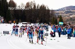 10.01.2015, Val di Fiemme, Italy (ITA): Vladislav Skobelev (RUS), Alexey Poltoranin (KAZ), Simon Andersson (SWE), (l-r)  - FIS world cup cross-country, tour de ski, mass men, Val di Fiemme (ITA). www.nordicfocus.com. © Felgenhauer/NordicFocus. Every downloaded picture is fee-liable.