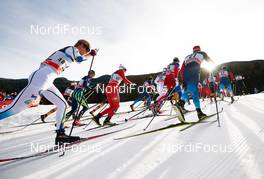 10.01.2015, Val di Fiemme, Italy (ITA): the top group in the first uphill - FIS world cup cross-country, tour de ski, mass men, Val di Fiemme (ITA). www.nordicfocus.com. © Felgenhauer/NordicFocus. Every downloaded picture is fee-liable.