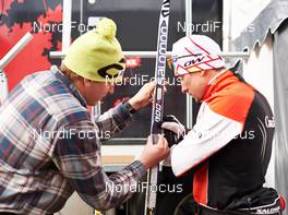 09.01.2015, Val di Fiemme, Italy (ITA): Ivan Babikov (CAN) choosing skis in the wax truck - FIS world cup cross-country, tour de ski, mass men, Val di Fiemme (ITA). www.nordicfocus.com. © Felgenhauer/NordicFocus. Every downloaded picture is fee-liable.
