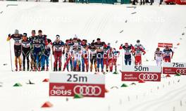 10.01.2015, Val di Fiemme, Italy (ITA): Tim Tscharnke (GER), Dario Cologna (SUI), Alexey Poltoranin (KAZ), Martin Johnsrud Sundby (NOR), Alex Harvey (CAN), Jonas Dobler (GER), (l-r)  - FIS world cup cross-country, tour de ski, mass men, Val di Fiemme (ITA). www.nordicfocus.com. © Felgenhauer/NordicFocus. Every downloaded picture is fee-liable.