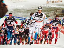 09.01.2015, Val di Fiemme, Italy (ITA): Evgeniy Belov (RUS), Marcus Hellner (SWE), Niklas Dyrhaug (NOR), (l-r)  - FIS world cup cross-country, tour de ski, mass men, Val di Fiemme (ITA). www.nordicfocus.com. © Felgenhauer/NordicFocus. Every downloaded picture is fee-liable.