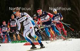09.01.2015, Val di Fiemme, Italy (ITA): Calle Halfvarsson (SWE), Evgeniy Belov (RUS), Martin Johnsrud Sundby (NOR), (l-r)  - FIS world cup cross-country, tour de ski, mass men, Val di Fiemme (ITA). www.nordicfocus.com. © Felgenhauer/NordicFocus. Every downloaded picture is fee-liable.