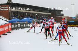 18.01.2015, Otepaeae, Estland (EST): Ola Vigen Hattestad (NOR), Fischer, Swix, Rottefella leading the group - FIS world cup cross-country, team sprint, Otepaeae (EST). www.nordicfocus.com. © Laiho/NordicFocus. Every downloaded picture is fee-liable.