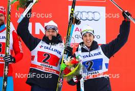 18.01.2015, Otepaeae, Estland (EST): (l-r) Dietmar Noeckler (ITA), Fischer, KV+, Rottefella and Federico Pellegrino (ITA), Rossignol, Rottefella - FIS world cup cross-country, team sprint, Otepaeae (EST). www.nordicfocus.com. © Laiho/NordicFocus. Every downloaded picture is fee-liable.