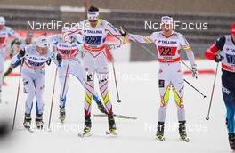 18.01.2015, Otepaeae, Estland (EST): (l-r) Len Valjas (CAN), Fischer, Swix, One Way and Jesse Cockney (CAN) - FIS world cup cross-country, team sprint, Otepaeae (EST). www.nordicfocus.com. © Laiho/NordicFocus. Every downloaded picture is fee-liable.