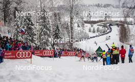 24.01.2015, Rybinsk, Russia (RUS): view in in the women´s quarter final (l-r) Silje Oeyre Slind (NOR), Atomic, Swix and Natalia Matveeva (RUS), Fischer, Swix, Alpina, Rottefella, Adidas - FIS world cup cross-country, individual sprint, Rybinsk (RUS). www.nordicfocus.com. © Laiho/NordicFocus. Every downloaded picture is fee-liable.