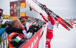 24.01.2015, Rybinsk, Russia (RUS): Federico Pellegrino (ITA), Rossignol, Rottefella celebrating with his team - FIS world cup cross-country, individual sprint, Rybinsk (RUS). www.nordicfocus.com. © Laiho/NordicFocus. Every downloaded picture is fee-liable.