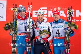 24.01.2015, Rybinsk, Russia (RUS): (l-r) Sergey Ustiugov (RUS), Fischer, Swix, Rottefella, Adidas, Federico Pellegrino (ITA), Rossignol, Rottefella and Andrey Parfenov (RUS), Fischer, Swix, Alpina, Rottefella, Adidas - FIS world cup cross-country, individual sprint, Rybinsk (RUS). www.nordicfocus.com. © Laiho/NordicFocus. Every downloaded picture is fee-liable.