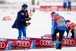 25.01.2015, Rybinsk, Russia (RUS): Matti Heikkinen (FIN), Salomon, One Way bringing skis and poles to the ski changing area before the race - FIS world cup cross-country, skiathlon men, Rybinsk (RUS). www.nordicfocus.com. © Laiho/NordicFocus. Every downloaded picture is fee-liable.