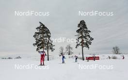 25.01.2015, Rybinsk, Russia (RUS): (l-r) Astrid Uhrenholdt Jacobsen (NOR) Rossignol, Rottefella, Kerttu Niskanen (FIN), Fischer, Yoko, Rottefella and Yulia Tchekaleva (RUS), Fischer, Swix, Alpina, Rottefella, Adidas - FIS world cup cross-country, skiathlon women, Rybinsk (RUS). www.nordicfocus.com. © Laiho/NordicFocus. Every downloaded picture is fee-liable.