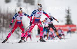 25.01.2015, Rybinsk, Russia (RUS): Astrid Uhrenholdt Jacobsen (NOR) Rossignol, Rottefella followed by Martine Ek Hagen (NOR), Rossignol, KV+, Rottefella - FIS world cup cross-country, skiathlon women, Rybinsk (RUS). www.nordicfocus.com. © Laiho/NordicFocus. Every downloaded picture is fee-liable.